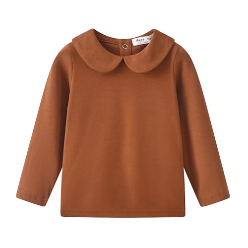 Image of Toddler Kids Girls Boys Basic Peter Pan Collar Tee Shirt T-Shirts Tops Bottom Long Sleeve Solid Blouse