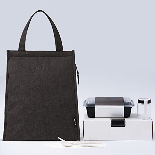 Iriviel Black Lunch Bag For Men - Lunch Bag With Zipper Tote Bag For Women Simple Lunch Box Reusable Insulated thumb #8