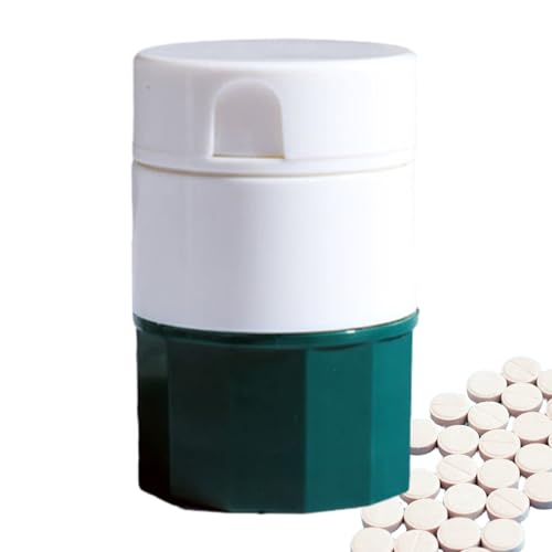 Trituradora cortadora de pastillas - Molinillo de medicamentos portátil 4 en 1 con compartimento de almacenamiento, vaso para beber integrado divisor de tabletas | Pulverizador organizador de pa