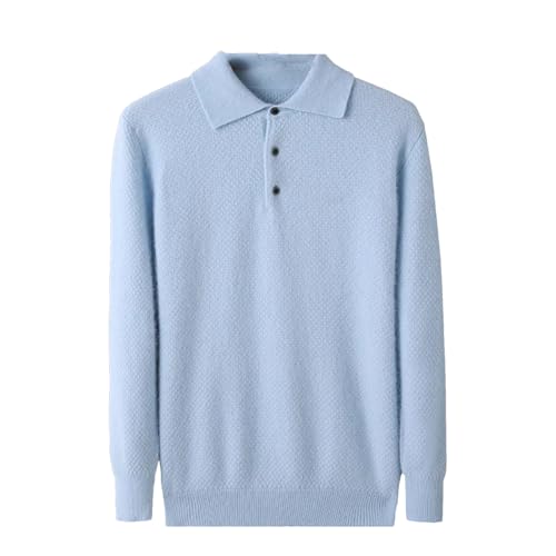Dcvmvmn Men's Winter Cashmere Lapel Pullover Solid Color Wool Knitted Sweater Long Sleeve Business Jumper