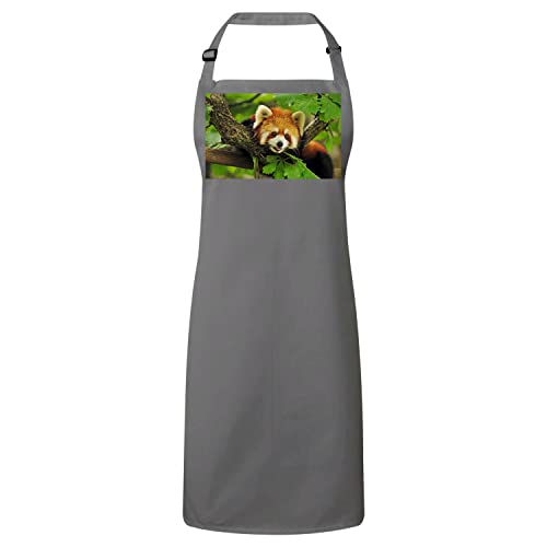 Tablier cuisine gris panda roux en coton de qualité premium