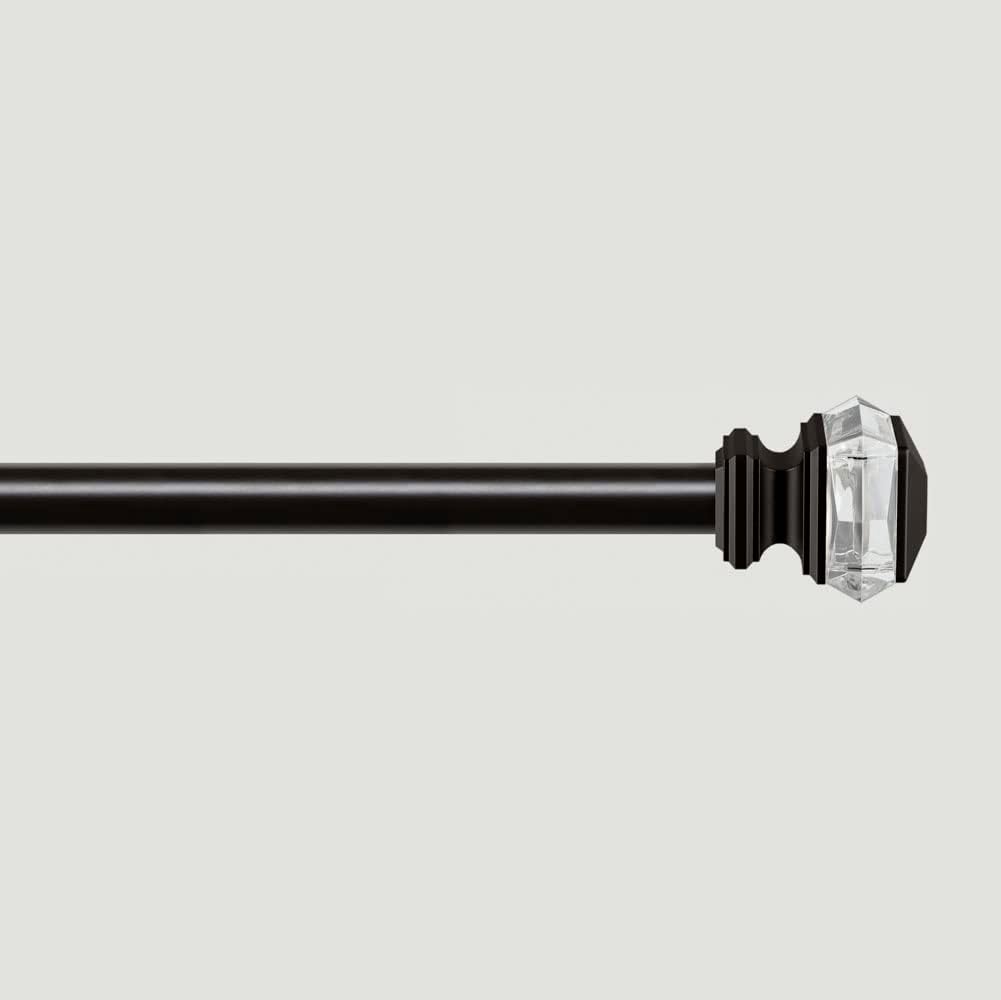 EXCLUSIVE HOME Marquise 1" Curtain Rod and Coordinating Finial Set, Matte Bronze, Adjustable 36"-72"