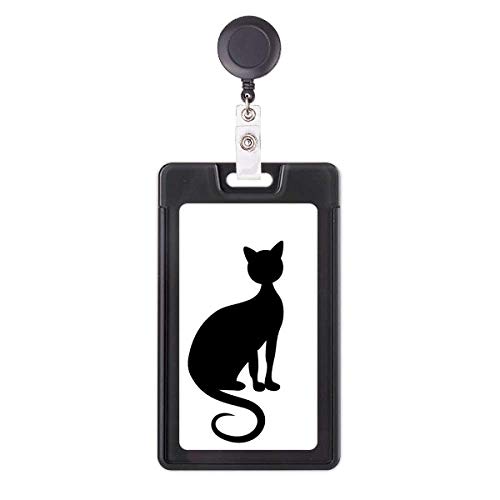 Porte-badge rétractable chat noir avec enrouleur robuste pour carte