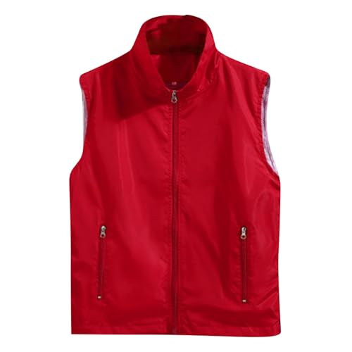 Men's Casual Lightweight Vest Summer Quick Dry Breathable Zip Stand Neck Jackets Outdoor Multi Pockets Fishing Vests