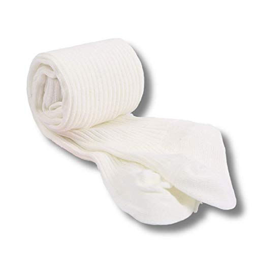 0-4Y Baby Girls Tights, Basic Plain Rib Stitch Knit Leggings Stockings 1 Pack Pantyhose Infants Toddlers (White, 2-3 Years)