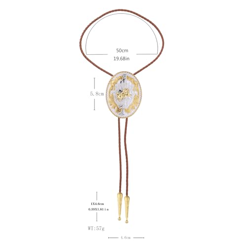 Image of GelConnie Brown Bolo Tie for Men Women Western Ties Mens Gold Bolo Tie Rodeo Cowboy Leather Necktie Cowgirl Tie Wedding