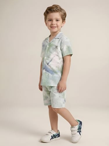 Image of POLKA TOTS 100% Cotton Co-Ord Set for Boys | Half Sleeve Shirt & Shorts Beach Outfit for Kids | Ultra-soft & Breathable Summer Clothes for Toddler & Baby Boy | Casual Dress & Printed Nightwear Set