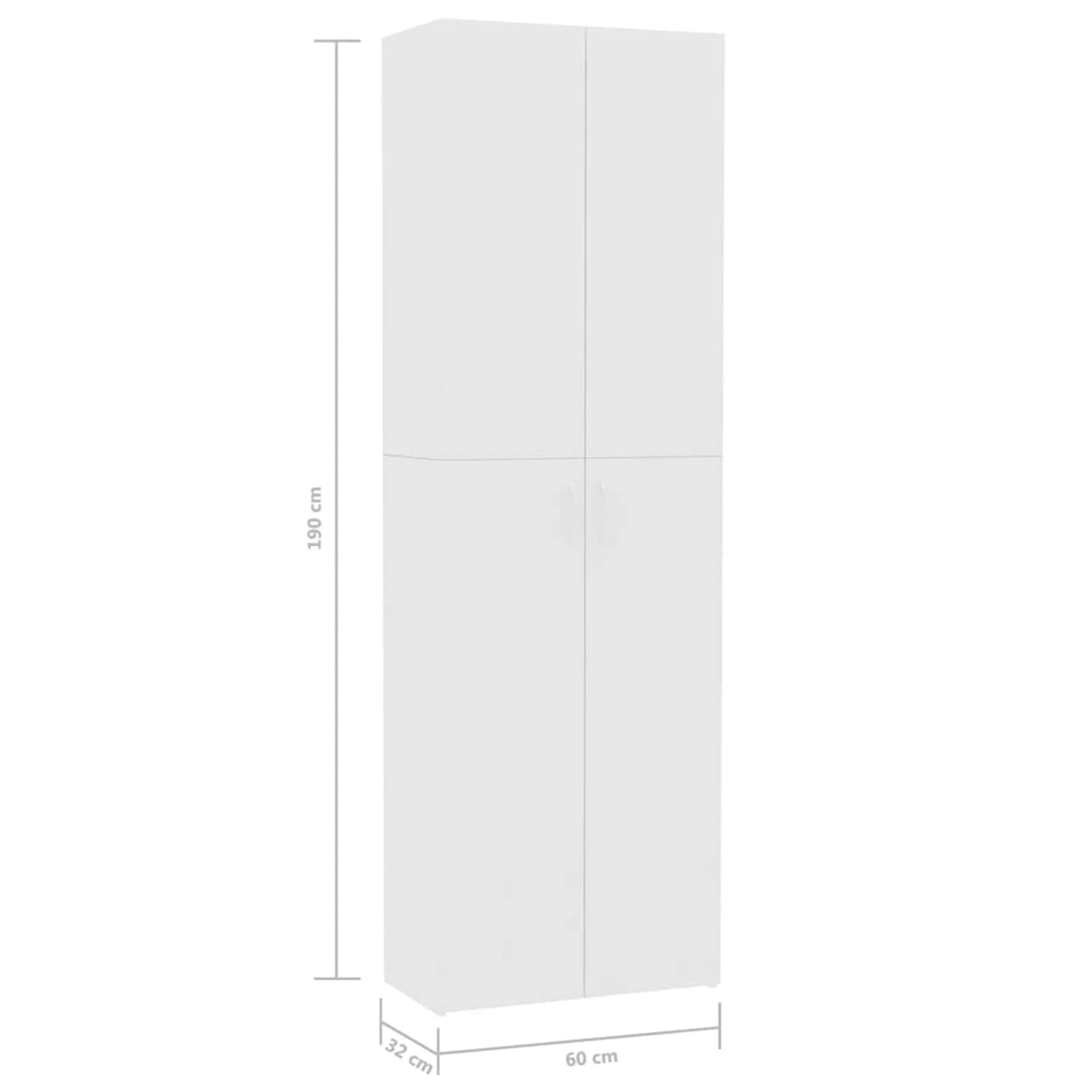 Homgoday Armadio da ufficio, armadio da ufficio, con 2 ante e 5 ripiani, armadio per ufficio, soggiorno e scuola, librerie da ufficio, 60 x 32 x 190 cm, bianco