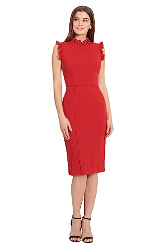 Image of Maggy London Womens Ruffle Neck and Armhole Sheath Dress