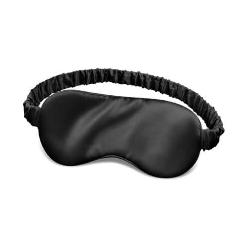 Máscara de Dormir Premium em Cetim Tapa Olho Blackout Macio e Confortável Para Sono Profundo Protetor Ocular Noturno com Elástico Ajustável (Preta)