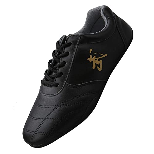 VEACAM Martial Arts Shoes for Men, Lightweight Taekwondo Leather Kung Fu Taichi Footwear for Daily Exercises Training2