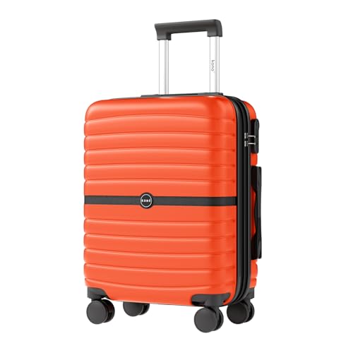 Kono Expandable Carry On Luggage 22x14x9 Airline Approved with Spinner Wheels, 20 Inch Impact-Resistant PC+ABS Hardshell Rolling Suitcase Travel Luggage with Lock, Orange