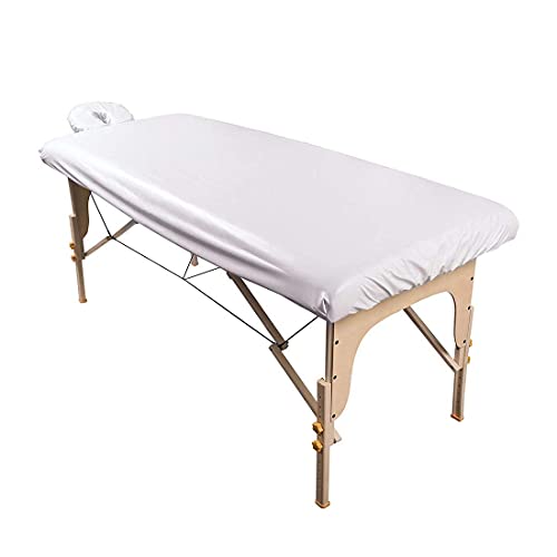 ForPro Professional Collection Waterproof Massage Table Cover Protective Spa Treatment Sheet Set for Massage Tables Machine Washable Includes Massage Fitted Sheet and Face Rest Cover White