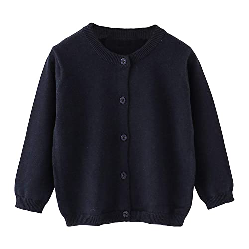 La Mejor Lista de Cárdigans para Niña los más solicitados. 50 Cárdigan de punto para niña pequeña, cárdigan con botones para uniforme escolar, Azul marino, 3 Años