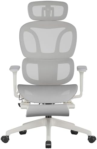 （22:00時点） FLEXISPOT オフィスチェア デスクチェア C7 人間工学 エルゴノミクスチェア メッシュチェア 独立型ランバーサポート リクライニング可能 シンクロロッキング 座面奥行調整可能 2Dヘッドレスト 4Dアームレスト フットレスト付き C7 Lite (メッシュ・オットマン付き（Lite）, ココナッツグレー)