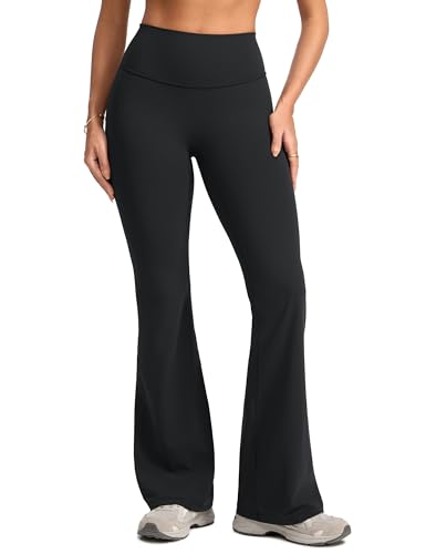Womens High Waist No Front Seam Scrunch Butt Flare Leggings Workouts 31 Inches V-Back Bootcut Gym Yoga Pants