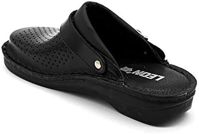 LEON V202 Leather Slip-on Womens Ladies Mule Clogs Slippers Shoes, Black, 38 EU (7.5 M US Women) | Image 2
