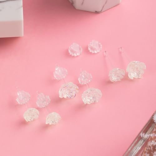 Joez Wonderful Plastic Earrings, Rose Colorful White Earring Stud for Sensitive Ears, Earrings Hypoallergenic3