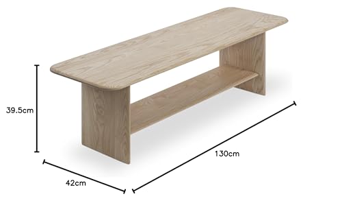 Banco de madera minimalista para recibidor y comedor moderno de 130cm 4