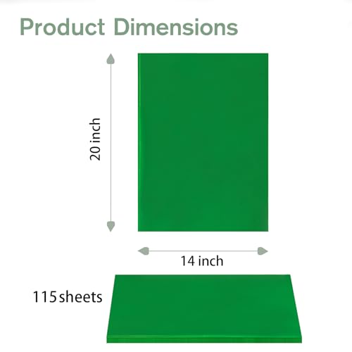 Image of Simetufy 115 Sheets 14 x 20 Inch Green Tissue Paper for Gift Bags