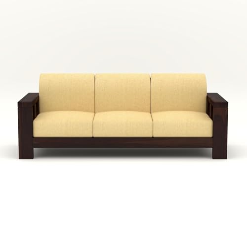 Image of NATRAJ ART & CRAFT Sheesham Wood 7 Seater Sofa Set for Living Room Wooden 3+2+2 Sofa Set for Living Room Furniture (Walnut Finish)