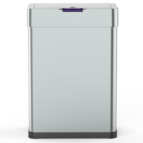 Poubelle de cuisine automatique design 60L DAYTONA en acier INOX avec cerclage