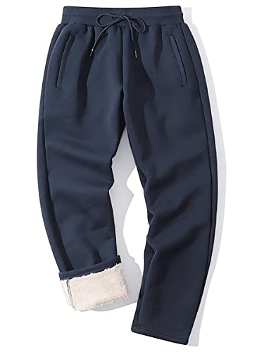 Yameekamulga Men's Winter Fleece Pants Sherpa Lined Sweatpants Active Athletic Running Jogger Track Causal Pants