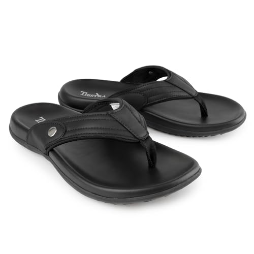 Image of TIESTRA Men's Heavy Duty Soft Summer Beach Sandals Sport Cushion Flip Flops - Arch Support & Comfort Casual Thong Slip On Indoor Outdoor | Durable Non-Slip Sole
