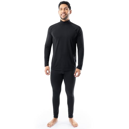 Fruit of the Loom Men's Sueded Jersey Mock Neck Thermal Underwear Base Layer Set