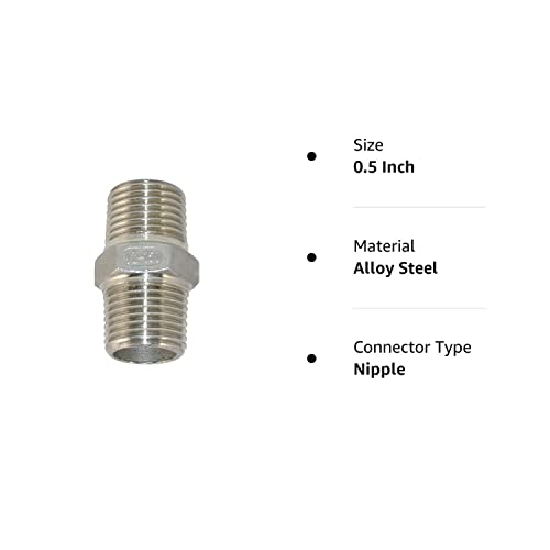 Snapklik.com : Megairon 1/8 2 NPT Male Threaded Hex Nipple,Stainless ...