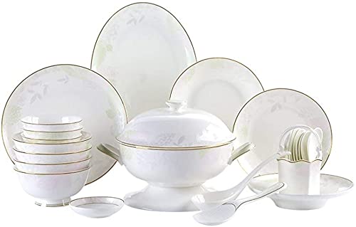 Elegancki Zestaw Obiadowy Zestaw Talerzy Obiadowych Zestaw Misek 48-Częściowy Zestaw Obiadowy Dla 10 Osób Biała Porcelana Kostna Premium Vintage Gold Pattern Ze