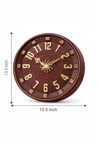 Image of Designer Wall Clock 13.5 Inch for Living Room Stylish Gear Design Seconds Needle | Unique Wall Watch for Bedroom, Office, Kitchen, Hall| No TIK-TIK Decorative Clock for Home Decor