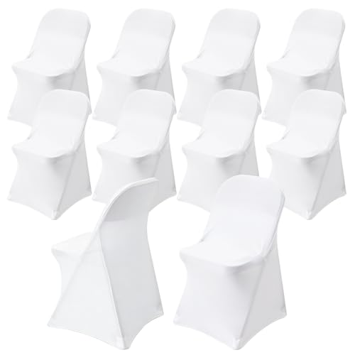 Lot de 10 housses de chaise universelles lavables - Blanches - Universelles - Stretch sans...
