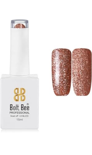 Image of BOLT BEE 15ML Gel Nail Polish 1Pc Clear Pink Glitter Nail Polish Soak Off UV LED Nail Gel Polish Nail Art Starter Manicure Salon DIY at Home, 0.5 OZ (1) (95)