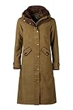 Rydale Ladies Long Riding Coat Women's Equestrian Full Length Waterproof Jacket (UK, Numeric, 12, Regular, Regular, Light Khaki)