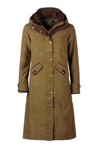 Ladies Long Riding Coat Women's Equestrian Full Length Waterproof Jacket (UK, Numeric, 14, Regular, Regular, Light Khaki)
