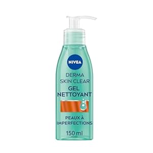 NIVEA – Gel Nettoyant Visage Derma Skin Clear – Nettoie En Profondeur – Réduit L&rsquo;Excès De Sébum & Les Imperfections – Acide Salicylique, Sel Marin & Niacinamide – Peaux À Imperfections – 150 ml