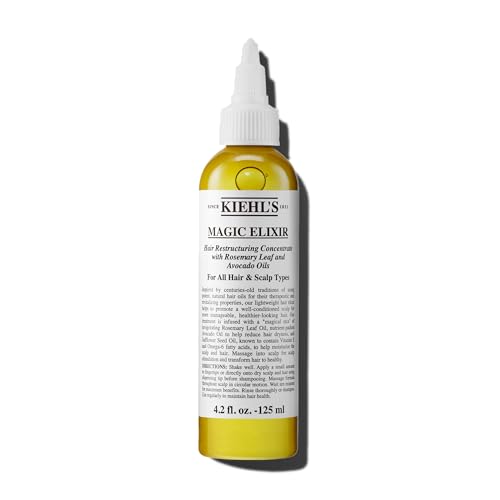 Kiehl’s Magic Elixir Scalp and Hair Oil Treatment, Moisturizing Pre-shampoo Treatment, Provides Natural Shine, Softens Hair, with Avocado Oil & Rosemary Oil, Sulfate-free, All Hair Types – 4.2 fl oz