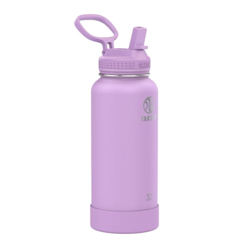 Image of Takeya 32 oz Actives Stainless Steel Water Bottle with Straw Lid - Leakproof, Double-Wall Insulated, Keeps Drinks Cold 24 hrs /Hot 12 hrs, BPA-Free, Powder-Coated, Gym & Travel, Lilac