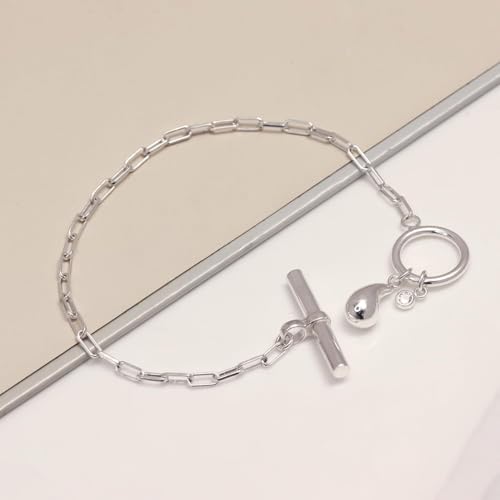 Image of TRUESILVER ACPL 925 Sterling Silver Bracelet for Women | BIS Hallmarked T-Bar Interlock Link Chain Bracelets Gift for Anniversary Wedding Birthday
