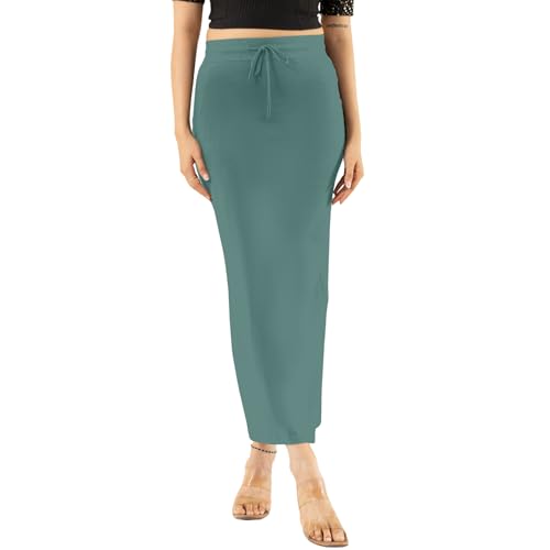 Image of DESI GIRL Cotton Lycra Stretchable Saree Shapewear Petticoat with Drawstring for Women | Fishcut Saree Petticoat with Side Slit for Easy Movement | Saree Shaper | Long inskirt