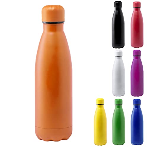 TIENDA EURASIA® Botella de Agua de Acero Inoxidable, 790 ml, con Tapón de Seguridad, Acabado Mate, Bidon para Camping, Gimnasio, Oficina, Botella Resistente, Color Naranja