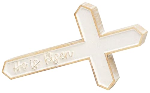 Cruz He Is Risen blanca lavada de 9 pulgadas como regalo de Pascua familiar