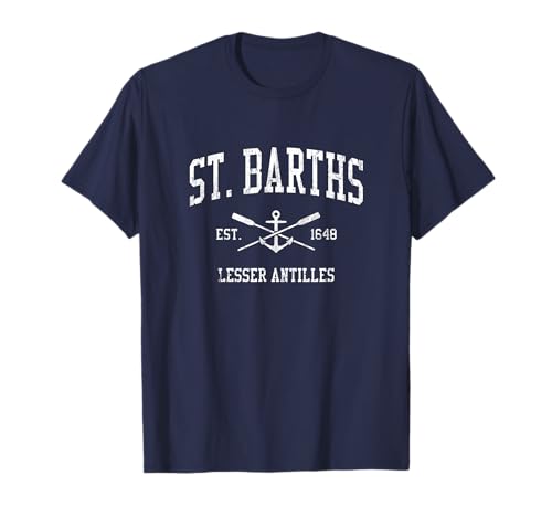 Saint Barths Vintage Cruzado Remos & Boat Anchor Deportes Camiseta