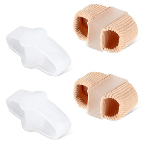 Image of Ptwola 4pcs Gel Toe Separators Bunion Corrector with 2 Loops Big Toe Spacers Overlapping Toes Spacers Hammer Toe Straightener Soft Breathable Elasticity Bunion Spacers for Women Men Relieve Foot Pain
