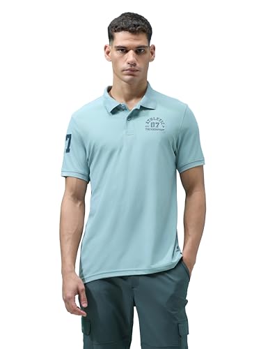Image of TECHNOSPORT Men's Slim Fit Solid Half Sleeve Polo T-Shirt for Gym, Sports & Running