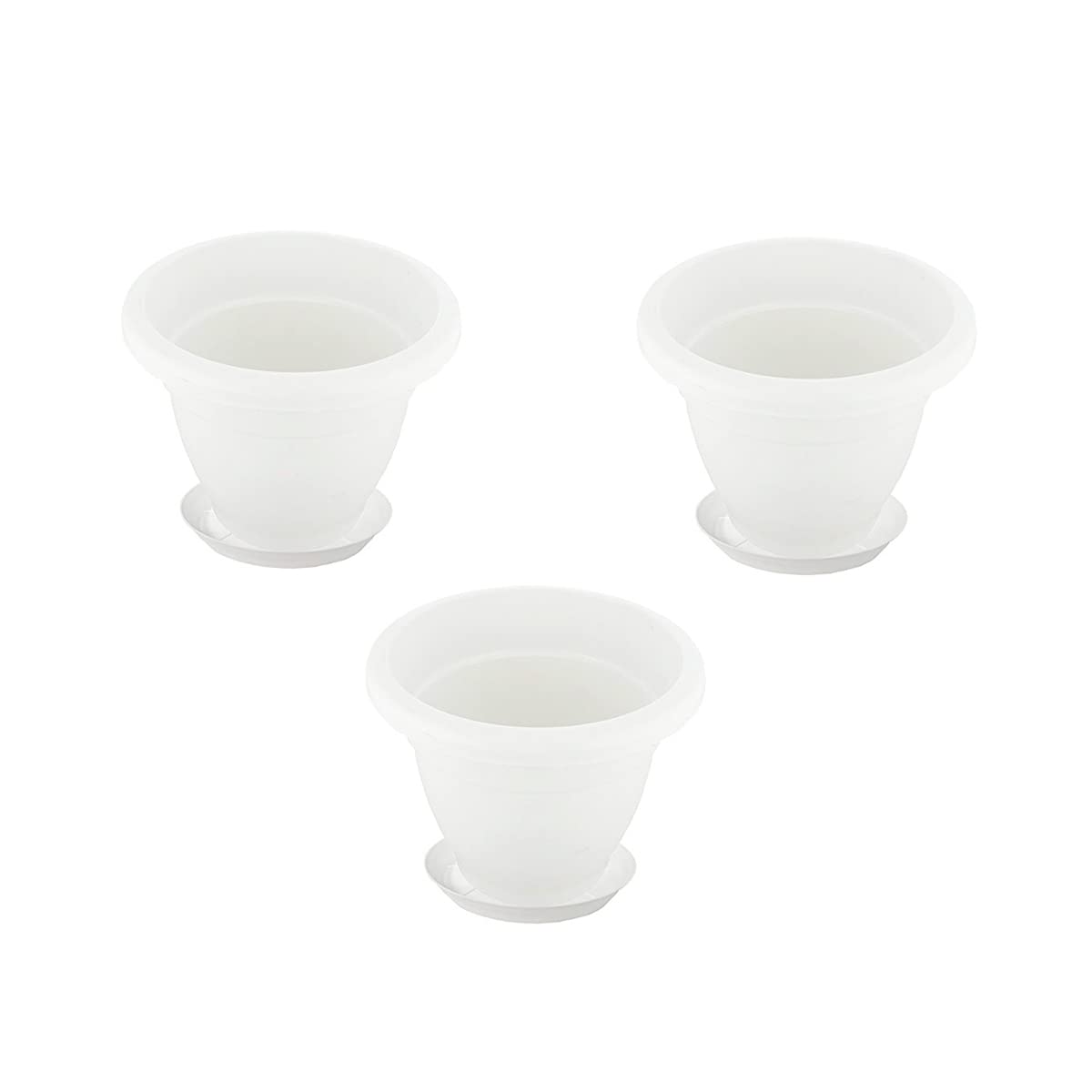 Go Hooked 10 inch Plastic Flower Pot with Bottom Plate/Tray (White, Pack of 3) (B09WHYC923) Amazon Price History, Amazon Price Tracker