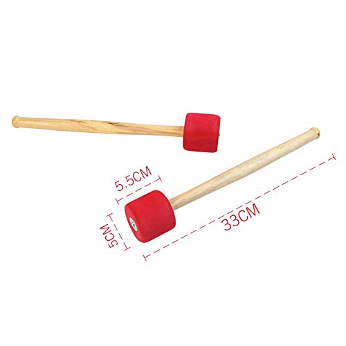Auear, 2 Pack Bass Drum Mallets Sticks Red Foam Mallet With Wood Handle For Percussion Sticks #TOP2