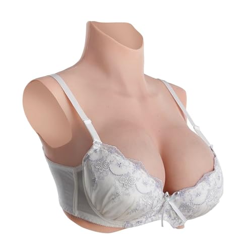 Image of Realistic Silicone Breastplate High Collar Fake Boobs B-F Cup for Crossdressers Drag Queen Mastectomy Transgender
