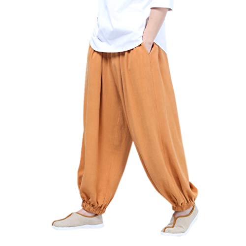 QIEZI Men Casual Practice Meditation Loose Pants